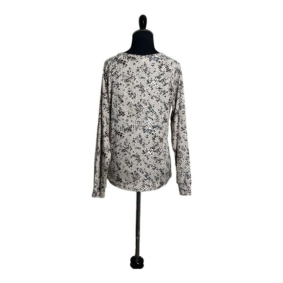 Flora cream brown print long sleeves tee size Small - Picture 11 of 11